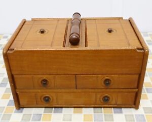  Used Japanese Antique Wooden Haribako Sewing Box Chest Of Drawers