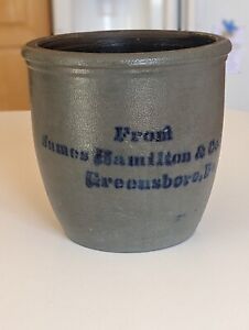 Stoneware James Hamilton Greensboro Pa Gallon Cream Pot Jar Crock