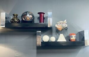 Rare Iconic Pair Of Cityscape Wall Shelves By Paul Evans
