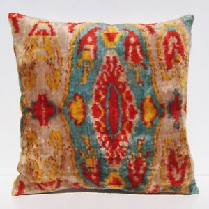 16x16 Uzbec Square Handmade Case Silk Velvet Pillow Geometric Pillows Cushion