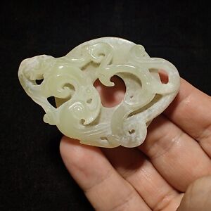 Chinese Jade Bi Disc Ornament Relief Dragon Loong Pendant