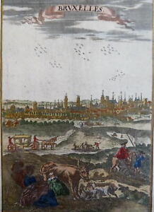Brussels Belgium Low Countries City View Churches Farmers 1719 Mallet Print
