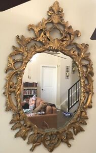 Large Antique Gold Gilt Mirror Wood Frame 60 37 Inches