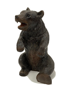 Antique Carved Bear Black Forest Hinged Lid Head Tobacco Jar 19th Century 22cm