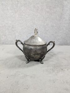 Vintage Silver Plated Sugar Bowl Ornate Tea Coffee Decorated