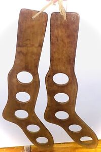 Large Antique Wooden Stocking Stretchers Airers 5 Hole Top Strings 11 Stamp