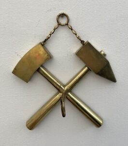 7 Mining Symbol Key Hook Crossed Hammer Pickaxe Chisel Wall Brass French