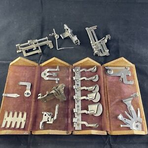 1889 Wood Singer Puzzle Box Sewing Machine Attachments Parts Tools