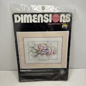 Vtg Dimensions Ctd Cross Stitch Kit Summer Magic 3655 Pattern Only 1988 20 X16 
