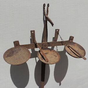 An Antique Old African Forged Iron Oil Lamp Mali Bamana Bambara