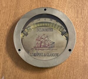 Vintage Solid Brass Nautical Inclinometer Ship Instruments Liverpool Glasgow