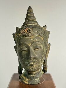Thai Thailand Ayutthaya Bronze Buddha Bronze Buddha Head Ca 18 19th Century