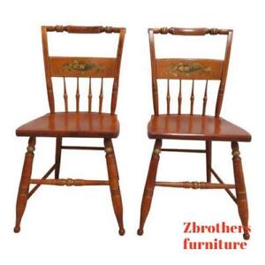 Pair Bent Brothers Plank Bottom Dining Room Desk Side Chairs