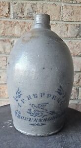 Tf Reppert Stoneware Jug 19th Century Pennsylvania Stoneware