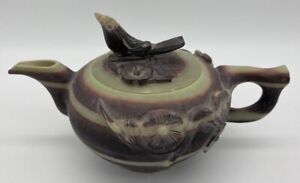 Small Hand Carved Bird Theme Teapot Asian Style Made Of Solid Stone