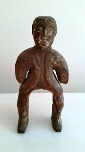 Exceptional Antique Primitive Hand Carved Wooden Figure Of Black Man Adirondacks