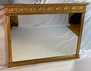 Antique Neoclassical Gold Gilt Gesso Wood Wall Mirror Anthemion Columns 38 X30