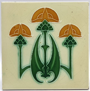Antique Fireplace Tile Majolica Gothic Design By Rhodes Tile Co 1906 Ae1