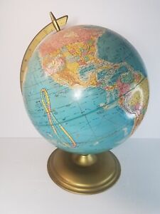 Vtg 80 S Cram S 12 Scope O Sphere World Blue Globe Geography Map Metal Base Guc