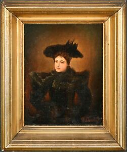 William W Churchill Usa Portrait Of A Lady Fine Signed Antique Oil Painting
