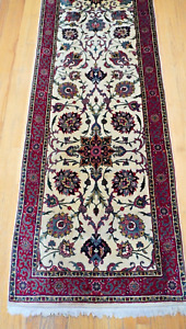 2 6 X 12 Excellent Indo Tabrizz Floral Hand Knotted Wool Runner Rug