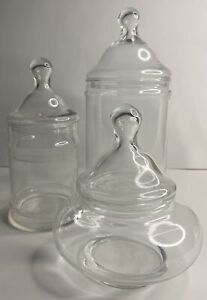 3 Apothecary Jars With Lids