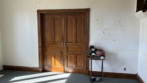 Early 1900 S Antique Double Pocket Doors Five Raised Panels With Track 