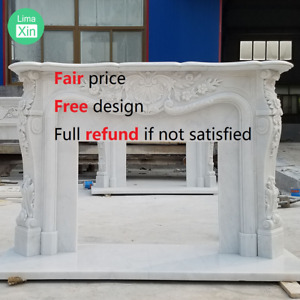 Hand Carved French Style White Louis Marble Fireplace Mantel Marble Mantle Lmx