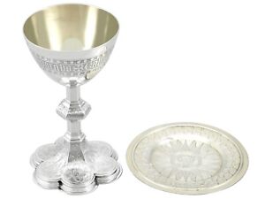 Antique Victorian Sterling Silver Communion Chalice And Paten
