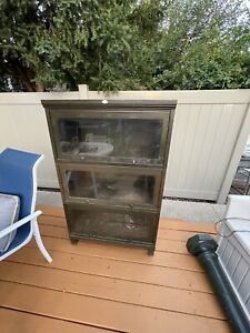 Vintage Industrial Glass Metal Barrister Bookcase Heavy Duty Working Great