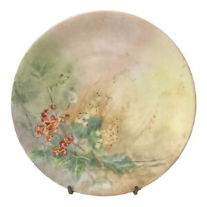 Vintage Antique 7 5 Hand Painted Floral Design Cabinet Plate Artist Signed