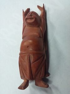 Wood Carved Budda Statue 4 Tall Stretching Dancing