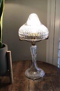 Antique Edwardian Era Cut Crystal Clear Mushroom 15 Desk Lamp 20th Century