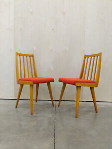 Pair Of Vintage Mid Century Modern Czech Dining Chairs