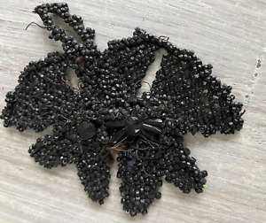 Antique Black Bead Trim Flower Sewing Embellishment 3a 
