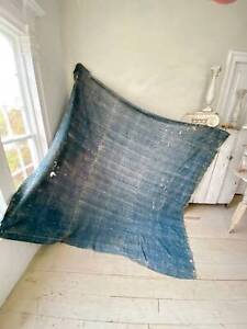 1700 39 S Historical Timeworn Antique Blanket Lovely Little Indigo Blue Linen