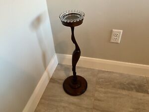 Vintage Art Deco Smoking Stand Hand Carved Mahogany Made In 1930