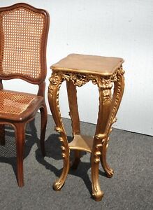 Vintage French Provinicial Hollywood Regency Gold Side Table W Cabriole Legs
