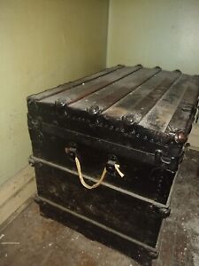 19th Century Large Antique Travel Trunk Chest