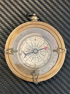 Vintage Nautical Compass Working Display Piece Paperweight Brass Glass Front