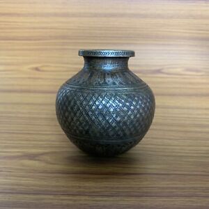 18th C Old Antique Hindu Traditional Ritual Brass Copper Lota Vase Miniature