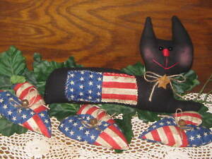 Patriotic Decor Black Cat Flag Hearts Bowl Fillers Wreath Accents Rusty Bells