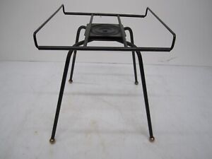 Vtg Mcm Metal Black Television Record Player Turntable Stand Rotating Swivel Top