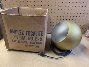Vintage Mid Century Amplex Focalite Brasstone 1960 S Hanging Ceiling Light 1