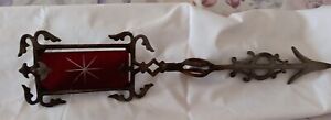Antique Weathervane Red Etched Glass Red Star Lightning Rod Arrow 