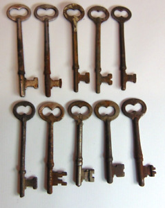 10 Lot Antique Skeleton Keys Antique Door Keys Steel 2 1 2 3 1 4 Oxidized 2
