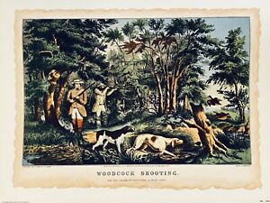 Currier Ives Palmer Woodcock Shooting Lithograph By New York Graphic Society