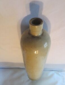 Antique 12 5 Crock Tall Thin Wine Water Spirits Stoneware Bottle Heavy Pottery