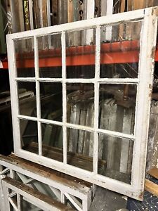 C1800 Antique 12 Pane Wooden Window Antique Vintage Glass 33 25 X 31 25 X 1 1 8 