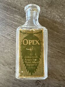Truly Old Antique Opex New York Apothecary Glass Bottle Jar With Green Label